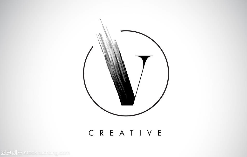 V 畫(huà)筆描邊字母標(biāo)志 黑漆標(biāo)志字母圖標(biāo)的設(shè)計(jì)與代理